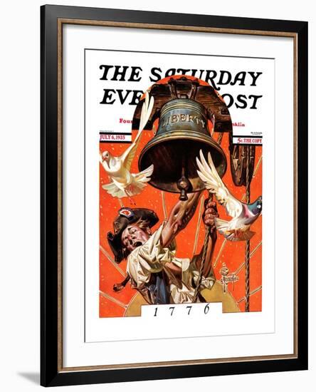 "Ringing Liberty Bell," Saturday Evening Post Cover, July 6, 1935-Joseph Christian Leyendecker-Framed Giclee Print