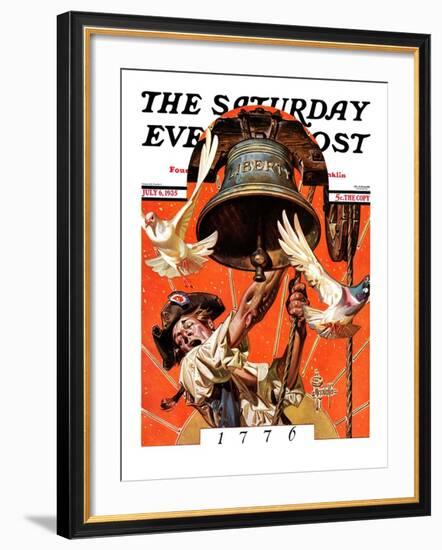 "Ringing Liberty Bell," Saturday Evening Post Cover, July 6, 1935-Joseph Christian Leyendecker-Framed Giclee Print