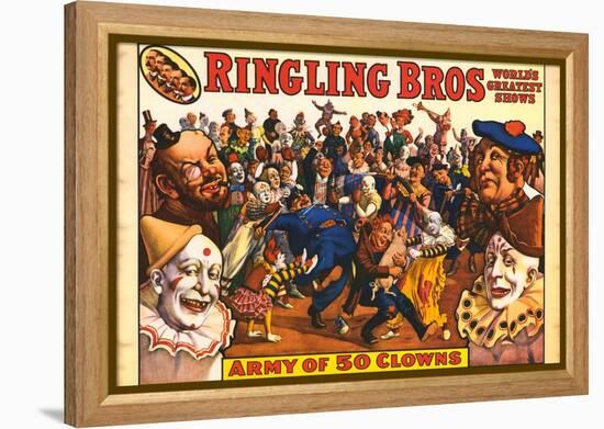 Ringling Bros - Army of 50 Clowns, 1960-null-Framed Stretched Canvas