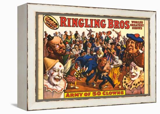 Ringling Bros - Army of 50 Clowns, 1960-null-Framed Stretched Canvas