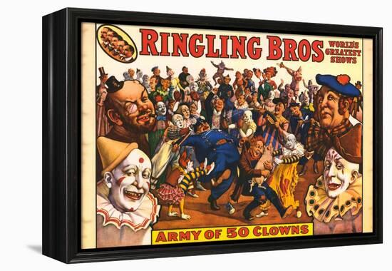 Ringling Bros - Army of 50 Clowns, 1960-null-Framed Stretched Canvas