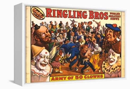 Ringling Bros - Army of 50 Clowns, 1960-null-Framed Stretched Canvas