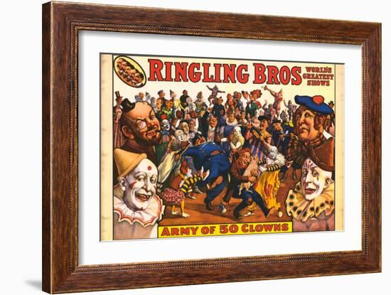 Ringling Bros - Army of 50 Clowns, 1960-null-Framed Premium Giclee Print