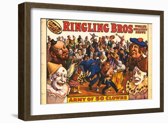 Ringling Bros - Army of 50 Clowns, 1960-null-Framed Art Print