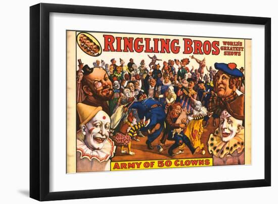Ringling Bros - Army of 50 Clowns, 1960-null-Framed Art Print