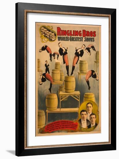 Ringling Bros, World's Greatest Shows Raschetta Brothers, Marvelous Somersaulting Vaulters, C. 1900-null-Framed Giclee Print