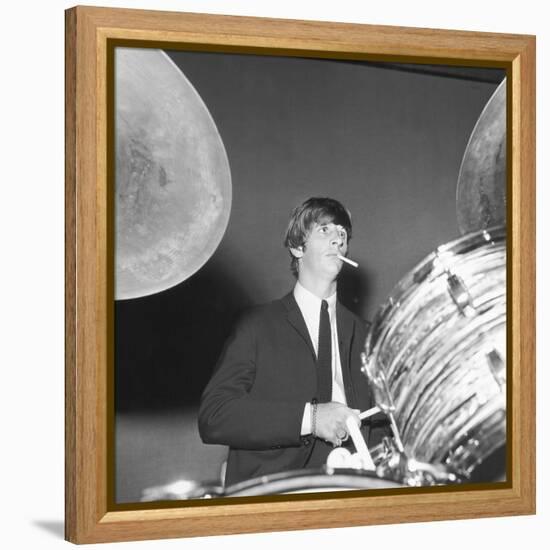 Ringo Starr Playing the Drums-Associated Newspapers-Framed Stretched Canvas