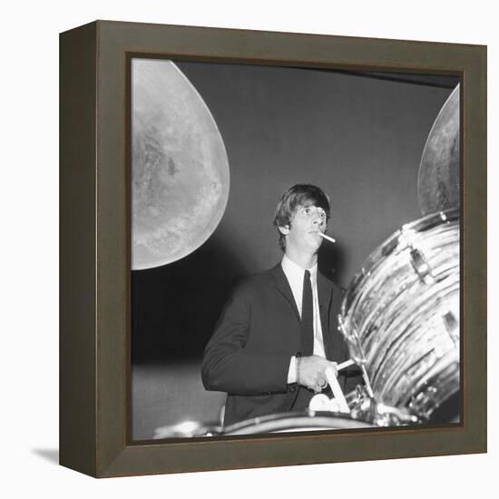 Ringo Starr Playing the Drums-Associated Newspapers-Framed Stretched Canvas