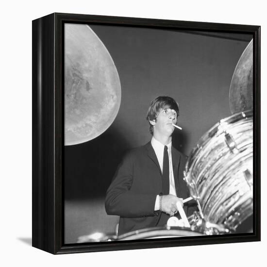 Ringo Starr Playing the Drums-Associated Newspapers-Framed Stretched Canvas