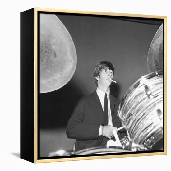 Ringo Starr Playing the Drums-Associated Newspapers-Framed Stretched Canvas
