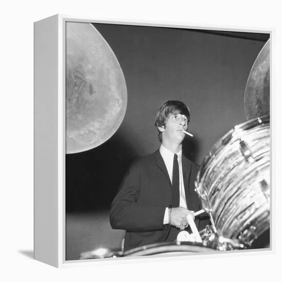 Ringo Starr Playing the Drums-Associated Newspapers-Framed Stretched Canvas