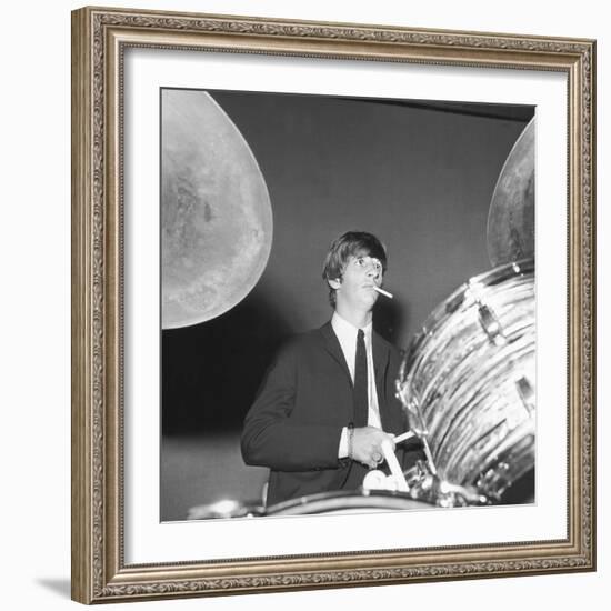 Ringo Starr Playing the Drums-Associated Newspapers-Framed Photo