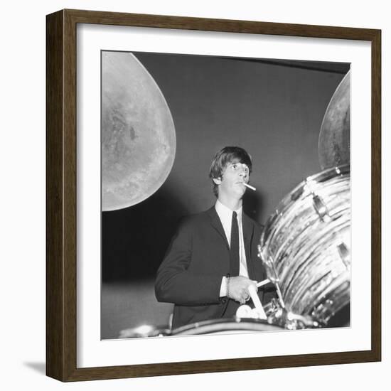 Ringo Starr Playing the Drums-Associated Newspapers-Framed Photo