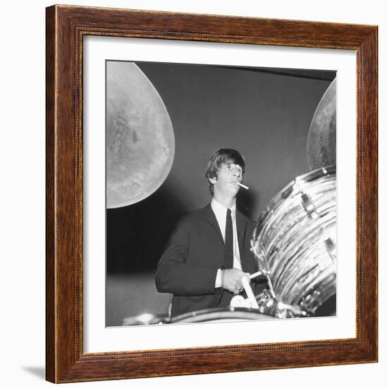 Ringo Starr Playing the Drums-Associated Newspapers-Framed Photo