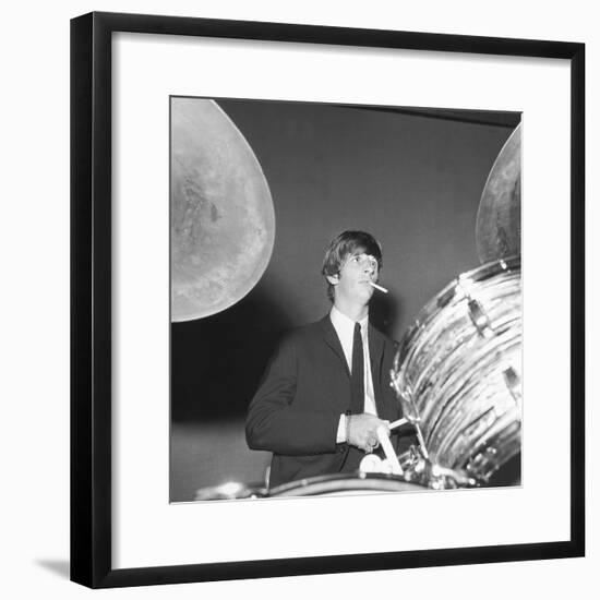 Ringo Starr Playing the Drums-Associated Newspapers-Framed Photo