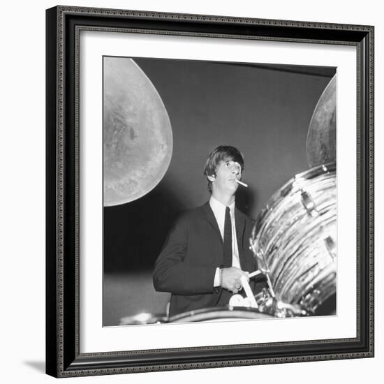 Ringo Starr Playing the Drums-Associated Newspapers-Framed Photo