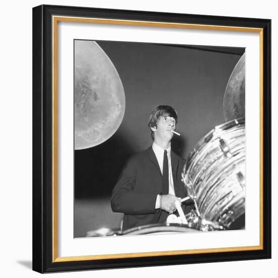 Ringo Starr Playing the Drums-Associated Newspapers-Framed Photo