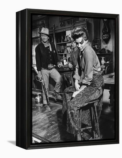 RIO BRAVO, 1959 directed by HOWARD HAWKS (b/w photo)-null-Framed Stretched Canvas