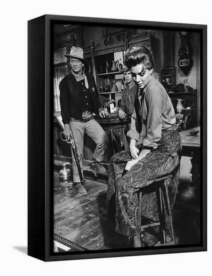 RIO BRAVO, 1959 directed by HOWARD HAWKS (b/w photo)-null-Framed Stretched Canvas