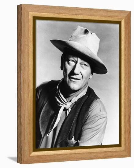 RIO BRAVO, 1959 directed by HOWARD HAWKS John Wayne (b/w photo)-null-Framed Stretched Canvas