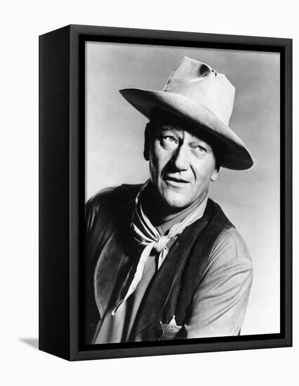 RIO BRAVO, 1959 directed by HOWARD HAWKS John Wayne (b/w photo)-null-Framed Stretched Canvas