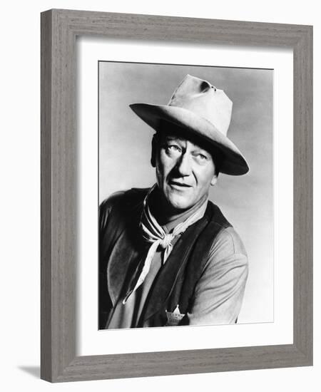 RIO BRAVO, 1959 directed by HOWARD HAWKS John Wayne (b/w photo)-null-Framed Photo