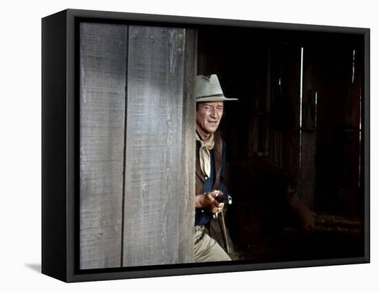 RIO BRAVO, 1959 directed by HOWARD HAWKS John Wayne (photo)-null-Framed Stretched Canvas