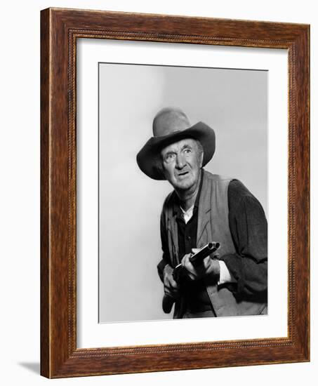 Rio Bravo by Howard Hawks with Walter Brennan, 1959 (b/w photo)-null-Framed Photo