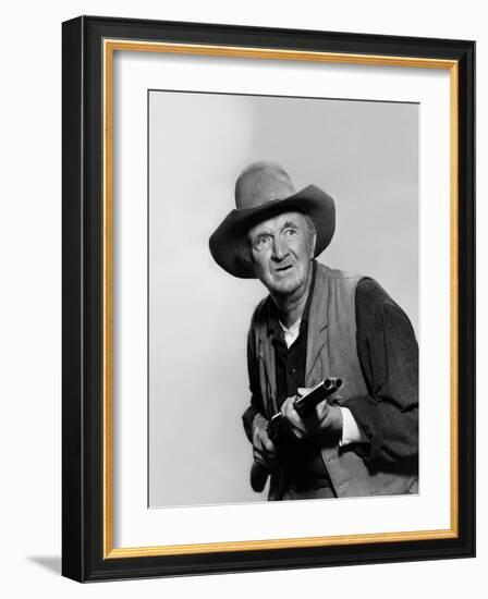 Rio Bravo by Howard Hawks with Walter Brennan, 1959 (b/w photo)-null-Framed Photo