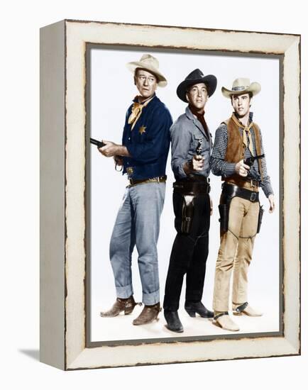 RIO BRAVO, from left: John Wayne, Dean Martin, Ricky Nelson, 1959-null-Framed Stretched Canvas