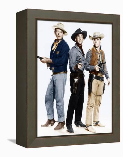 RIO BRAVO, from left: John Wayne, Dean Martin, Ricky Nelson, 1959-null-Framed Stretched Canvas