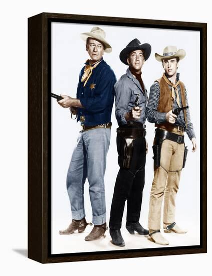 RIO BRAVO, from left: John Wayne, Dean Martin, Ricky Nelson, 1959-null-Framed Stretched Canvas