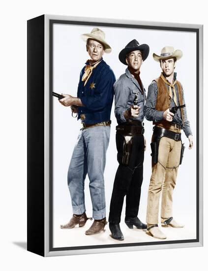 RIO BRAVO, from left: John Wayne, Dean Martin, Ricky Nelson, 1959-null-Framed Stretched Canvas