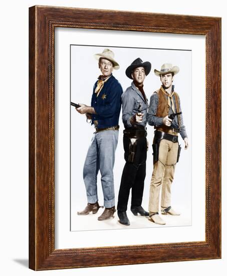 RIO BRAVO, from left: John Wayne, Dean Martin, Ricky Nelson, 1959-null-Framed Photo