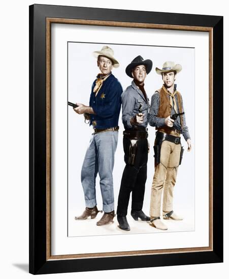 RIO BRAVO, from left: John Wayne, Dean Martin, Ricky Nelson, 1959-null-Framed Photo