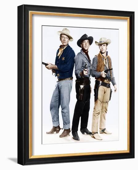 RIO BRAVO, from left: John Wayne, Dean Martin, Ricky Nelson, 1959-null-Framed Photo