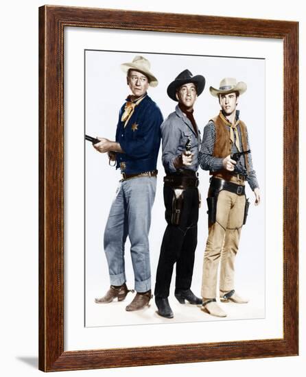 RIO BRAVO, from left: John Wayne, Dean Martin, Ricky Nelson, 1959-null-Framed Photo