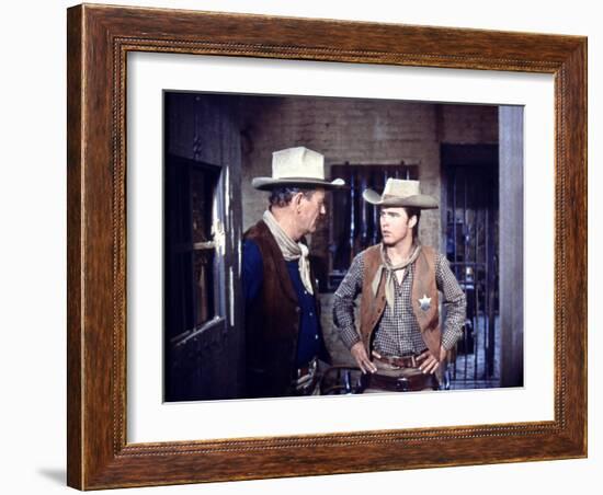 Rio Bravo, from Left: John Wayne, Ricky Nelson, 1959-null-Framed Photo