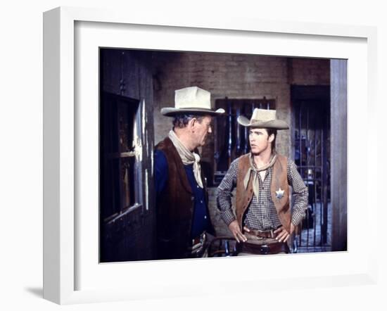 Rio Bravo, from Left: John Wayne, Ricky Nelson, 1959-null-Framed Photo