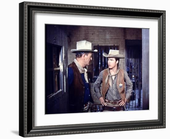 Rio Bravo, from Left: John Wayne, Ricky Nelson, 1959-null-Framed Photo