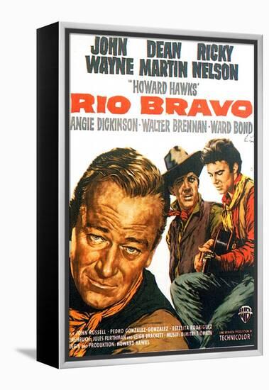 Rio Bravo, German Movie Poster, 1959-null-Framed Stretched Canvas