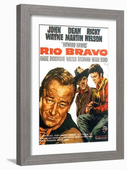 Rio Bravo, German Movie Poster, 1959-null-Framed Art Print