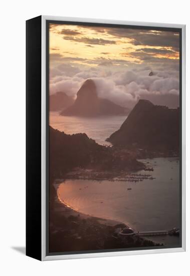 Rio De Janeiro at Sunset with Sugar Loaf and Christ the Redeemer From Niteroi-Alex Saberi-Framed Premier Image Canvas