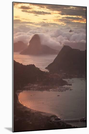 Rio De Janeiro at Sunset with Sugar Loaf and Christ the Redeemer From Niteroi-Alex Saberi-Mounted Photographic Print