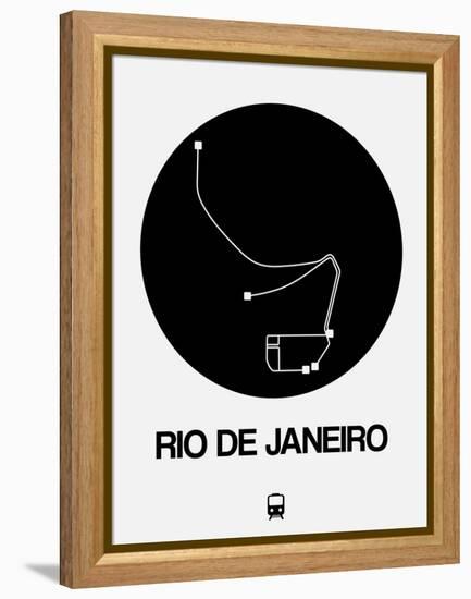 Rio De Janeiro Black Subway Map-NaxArt-Framed Stretched Canvas