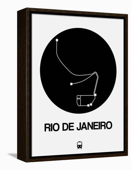 Rio De Janeiro Black Subway Map-NaxArt-Framed Stretched Canvas