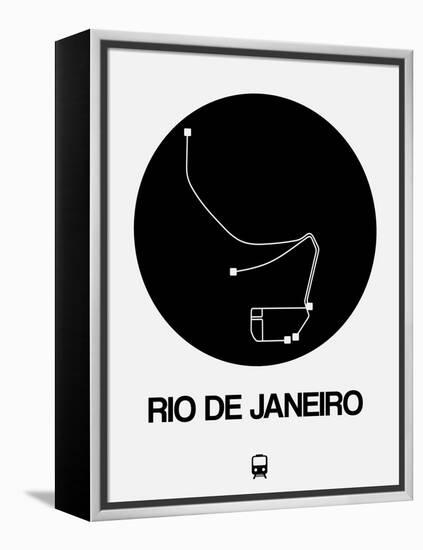 Rio De Janeiro Black Subway Map-NaxArt-Framed Stretched Canvas