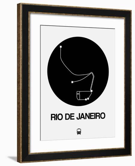 Rio De Janeiro Black Subway Map-NaxArt-Framed Art Print