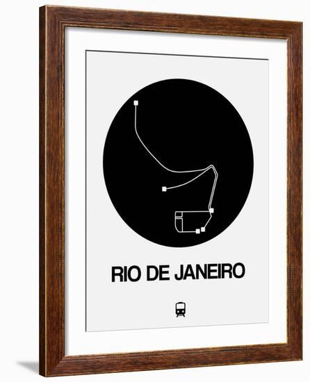 Rio De Janeiro Black Subway Map-NaxArt-Framed Art Print