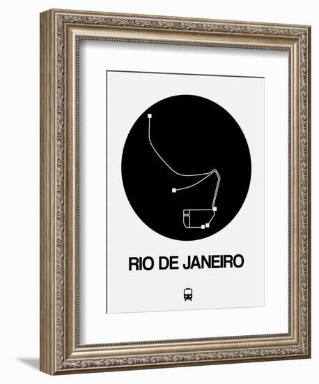 Rio De Janeiro Black Subway Map-NaxArt-Framed Art Print